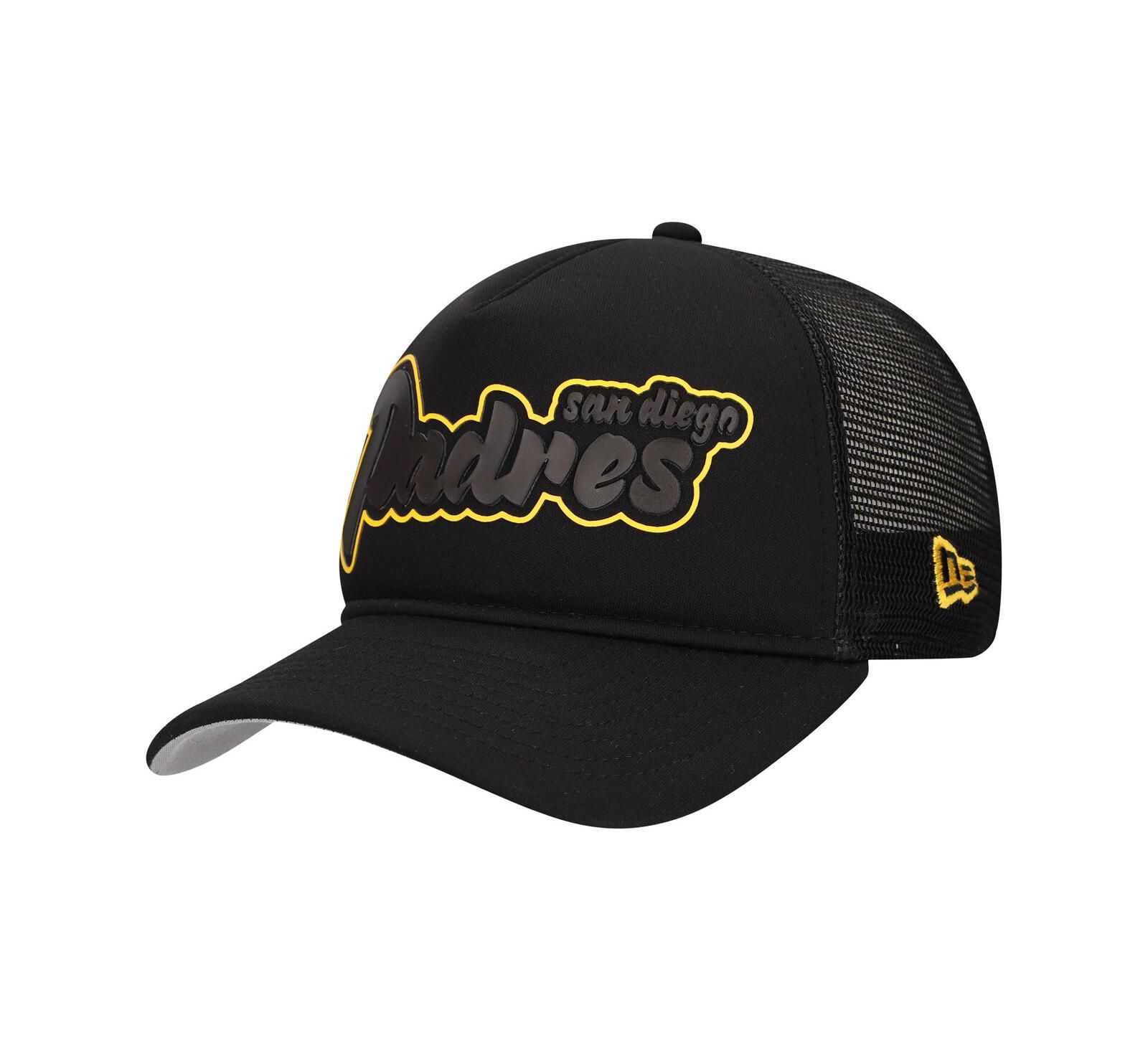 Мужская кепка New Era Black San Diego Padres Retro Bold A-Frame Trucker 9FORTY регулируемая