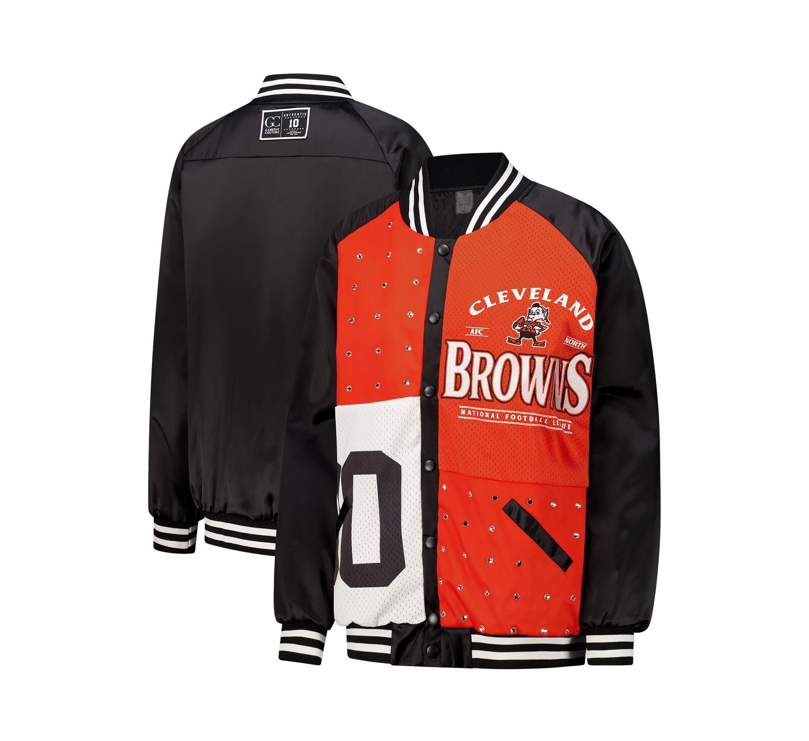 Женская бомбер-куртка Gameday Couture Cleveland Browns Oversized Hot Shot с пайетками, черная/оранжевая