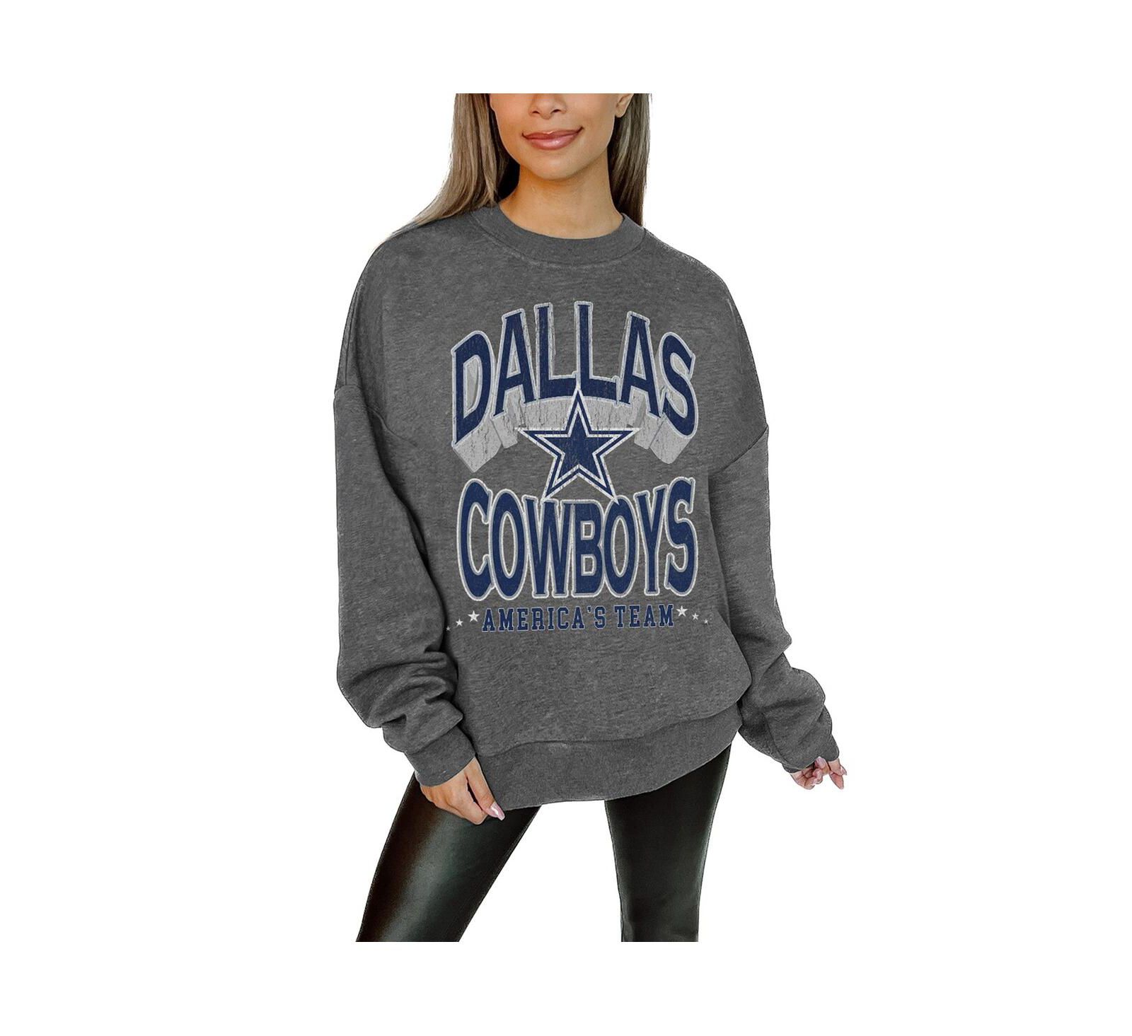Gameday Couture Women's Charcoal Dallas Cowboys Long Weekend Premium Fleece Drop Shoulder Pullover Sweatshirt