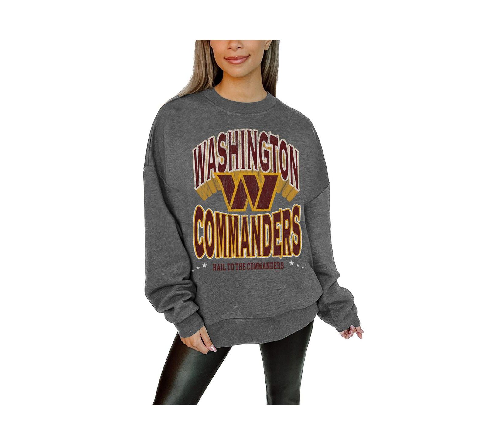 Gameday Couture Women's Charcoal Washington Commanders Long Weekend Premium Fleece Drop Shoulder Pullover Sweatshirt