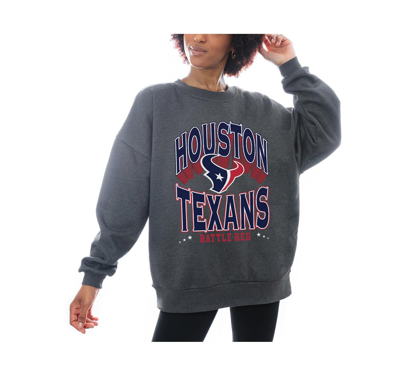 Gameday Couture Women's Charcoal Houston Texans Long Weekend Crewneck Pullover Sweatshirt