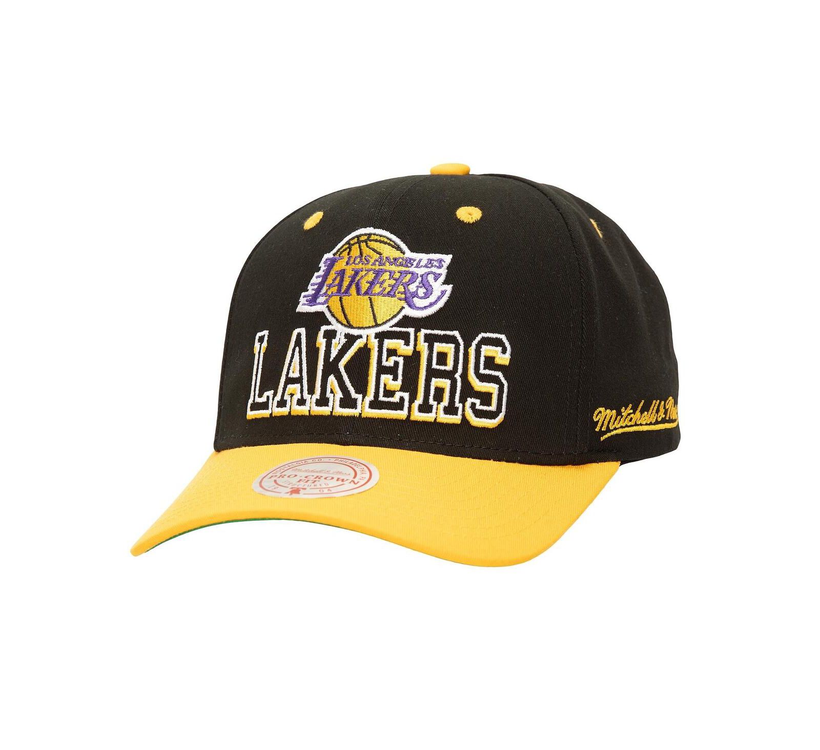 Мужская кепка Mitchell & Ness Los Angeles Lakers Backside Script 2-Tone Pro Crown Adjustable Black/Gold