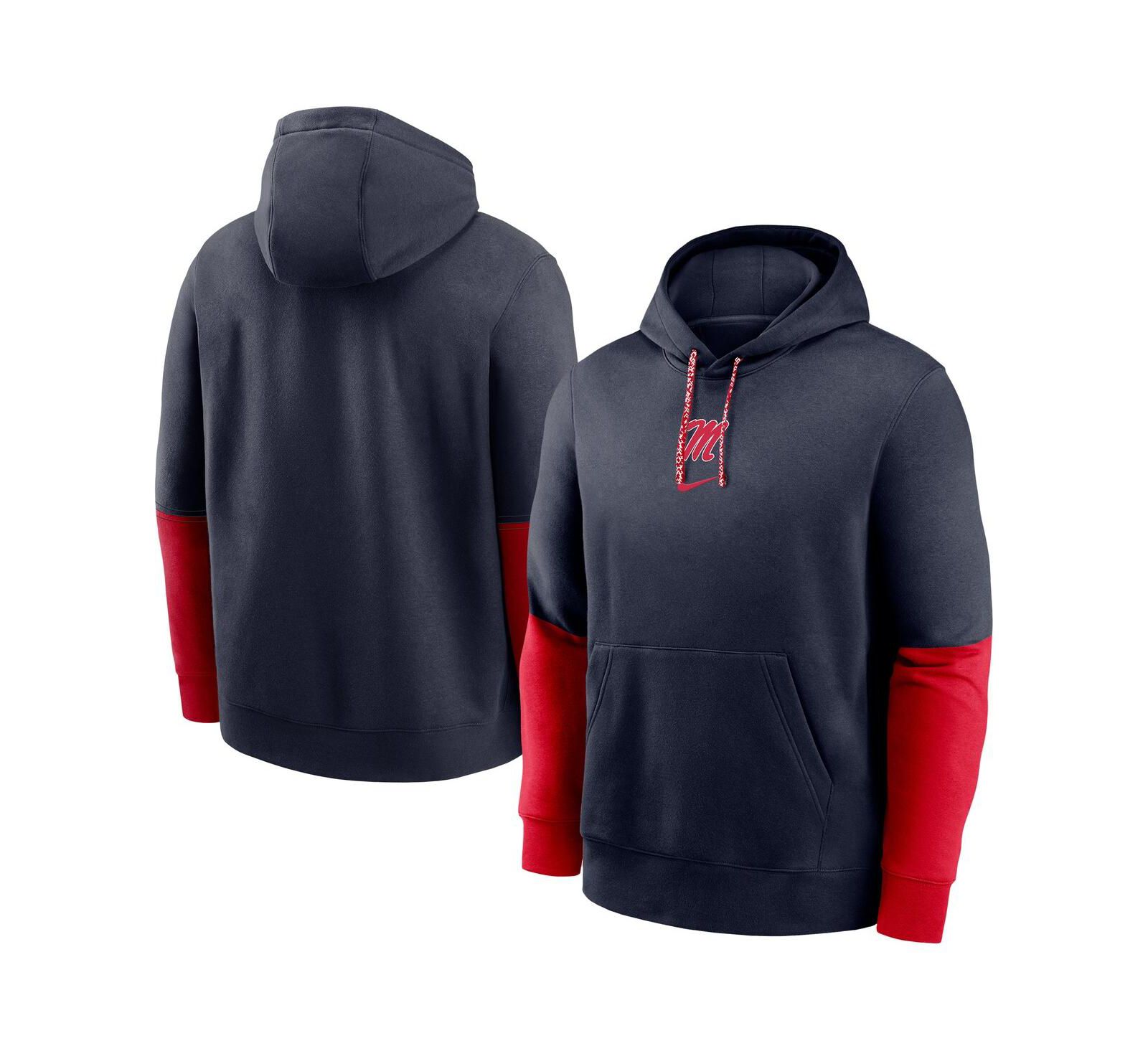 Мужское худи Nike Navy Ole Miss Rebels 2024 Sideline Club Fleece Pullover