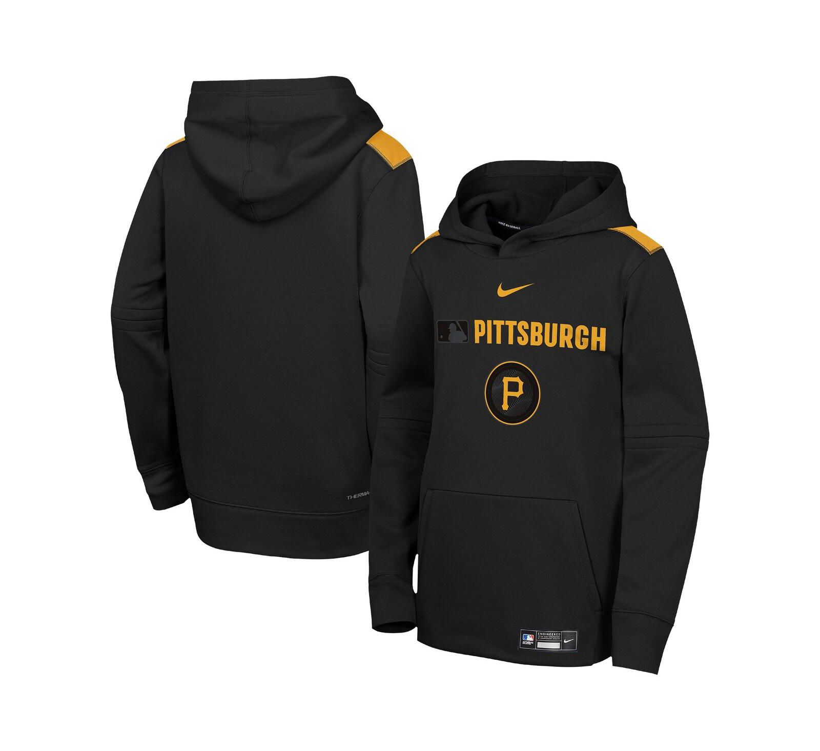 Худи Nike Big Boys and Girls Black Pittsburgh Pirates City Connect Authentic Collection Performance Pullover Hoodie