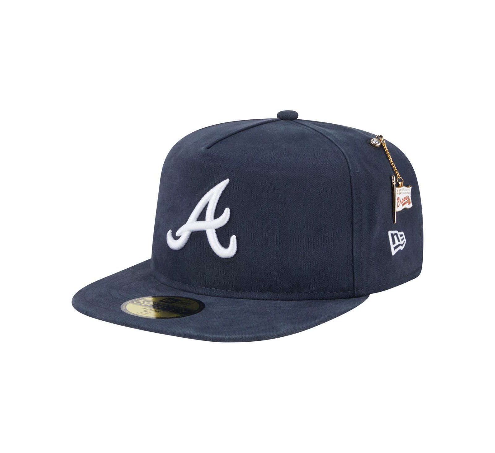 New Era Men's Navy Atlanta Braves Championship Side Flag A-Frame 59FIFTY Fitted Hat