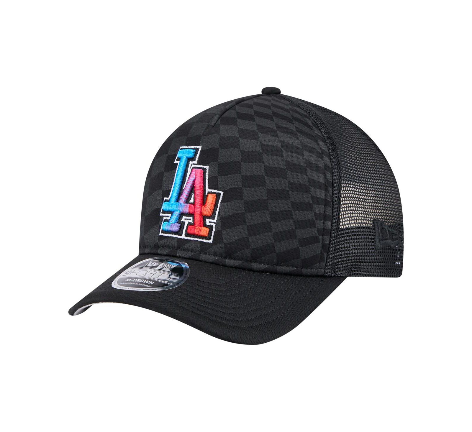 New Era Men's Black Los Angeles Dodgers Gradient 9FORTY A-Frame M-Crown Trucker Adjustable Hat