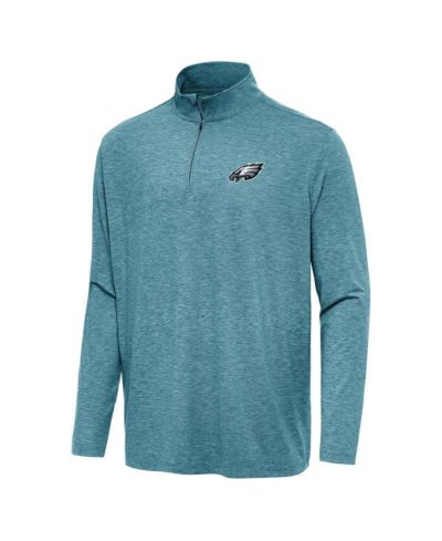 Мужская куртка Antigua Philadelphia Eagles Hunk Quarter-Zip в цвете Heather Midnight Green