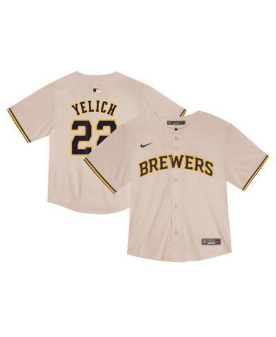 Детская игровая джерси Nike Cream Milwaukee Brewers Home Game Christian Yelich
