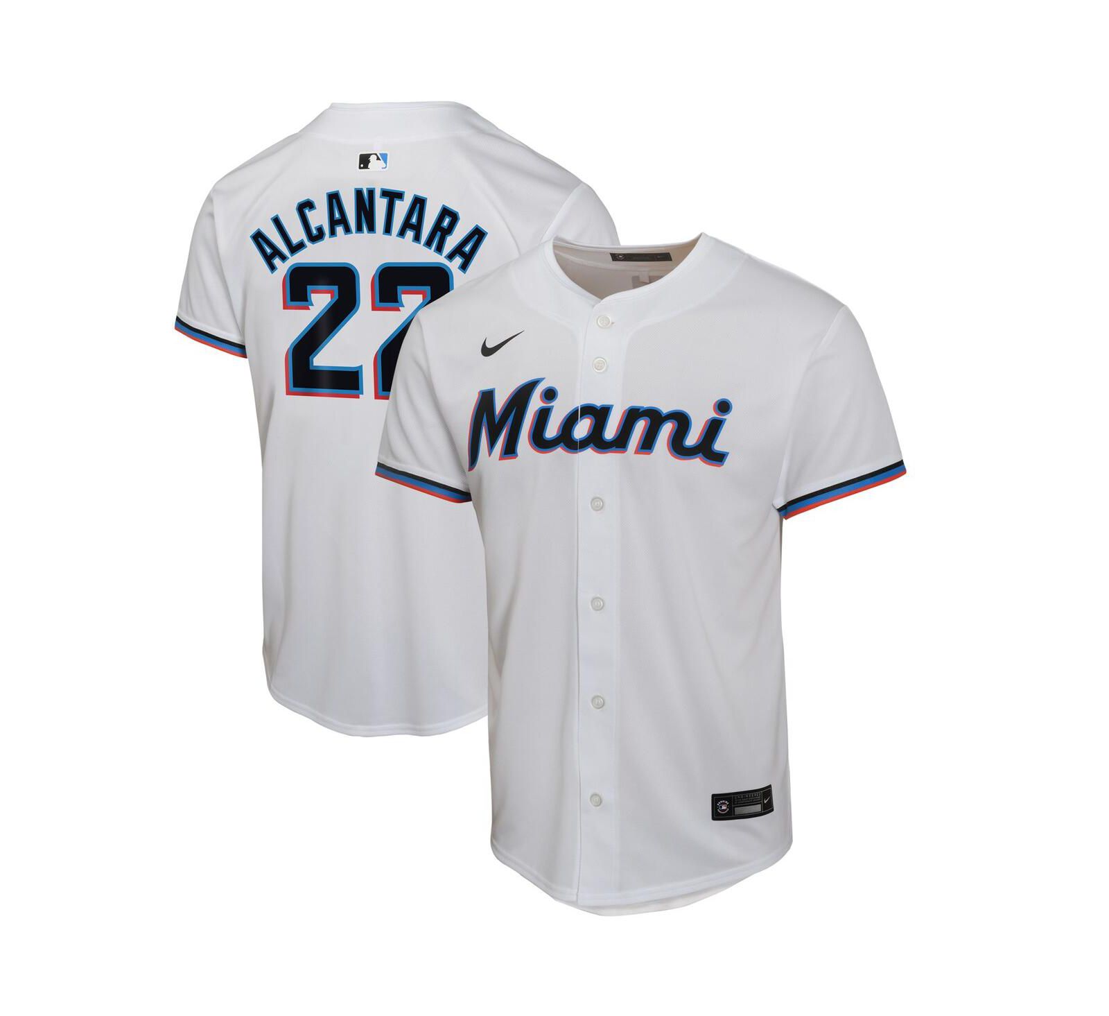 Детская игровая джерси Nike Miami Marlins Sandy Alcantara White