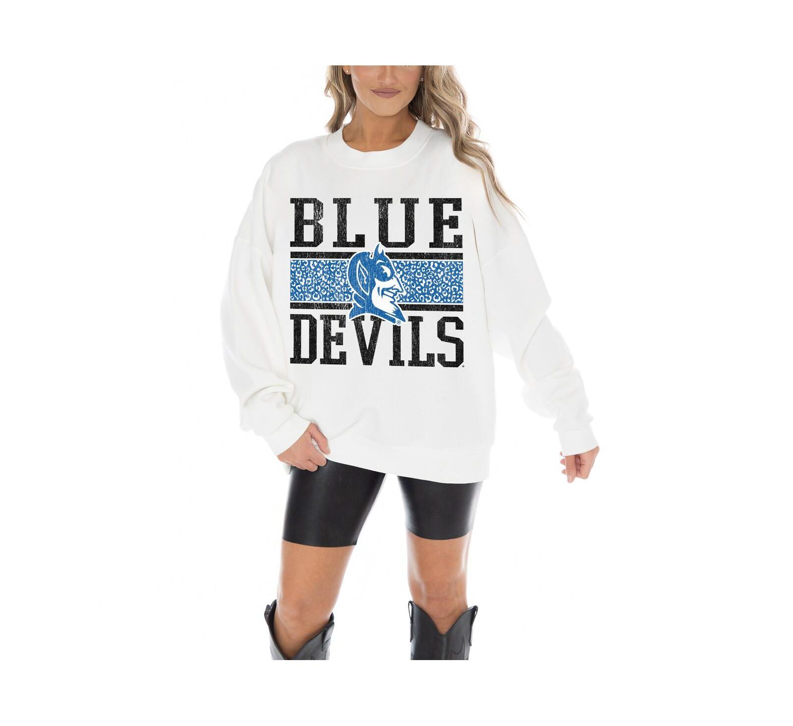 Gameday Couture Women's White Duke Blue Devils Fair Catch Pullover Sweatshirt