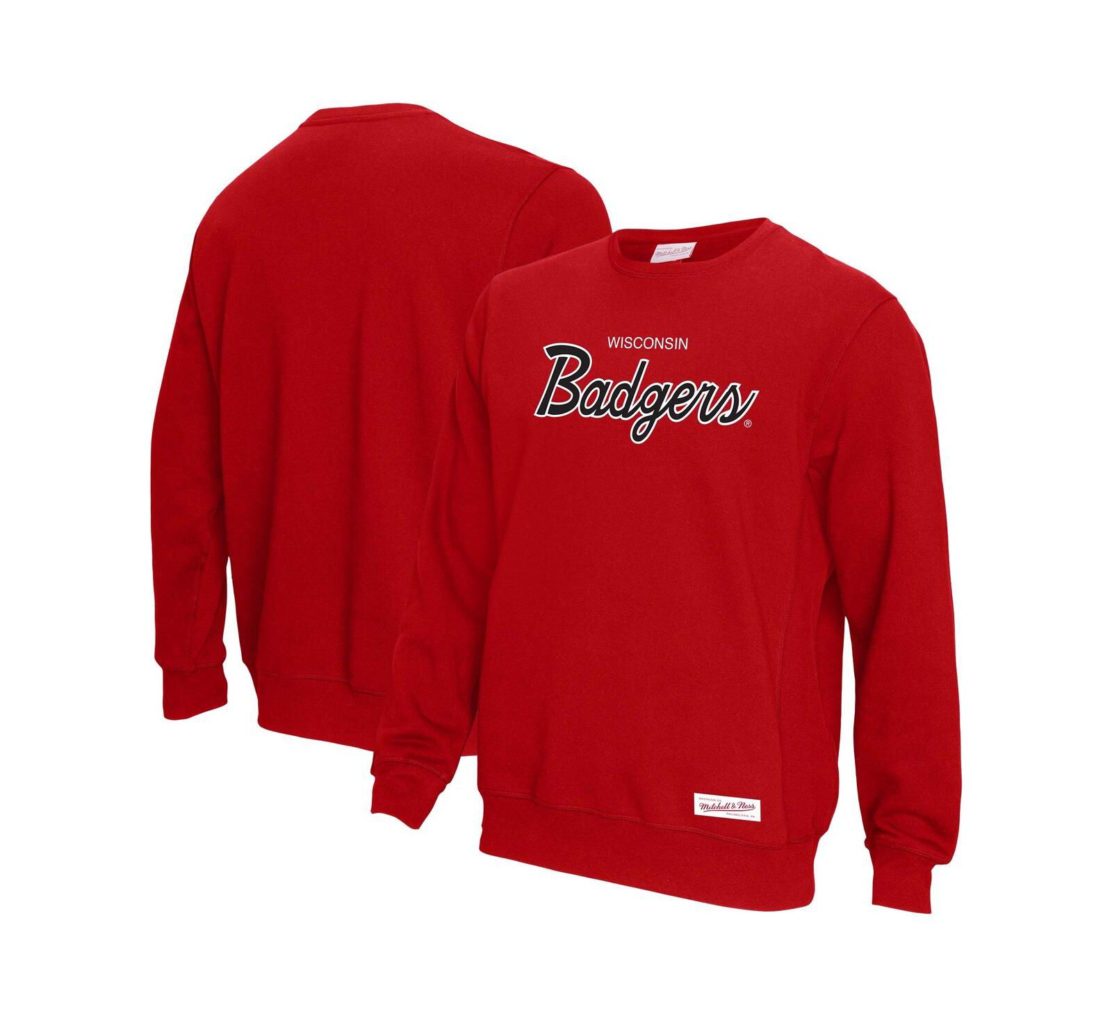Мужская толстовка Mitchell & Ness Red Wisconsin Badgers Elite Script Pullover