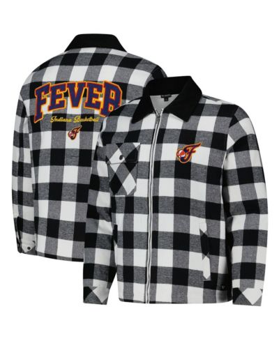 The Wild Collective Men's and Women's Black/White Indiana Fever Flannel Full-Zip Shacket