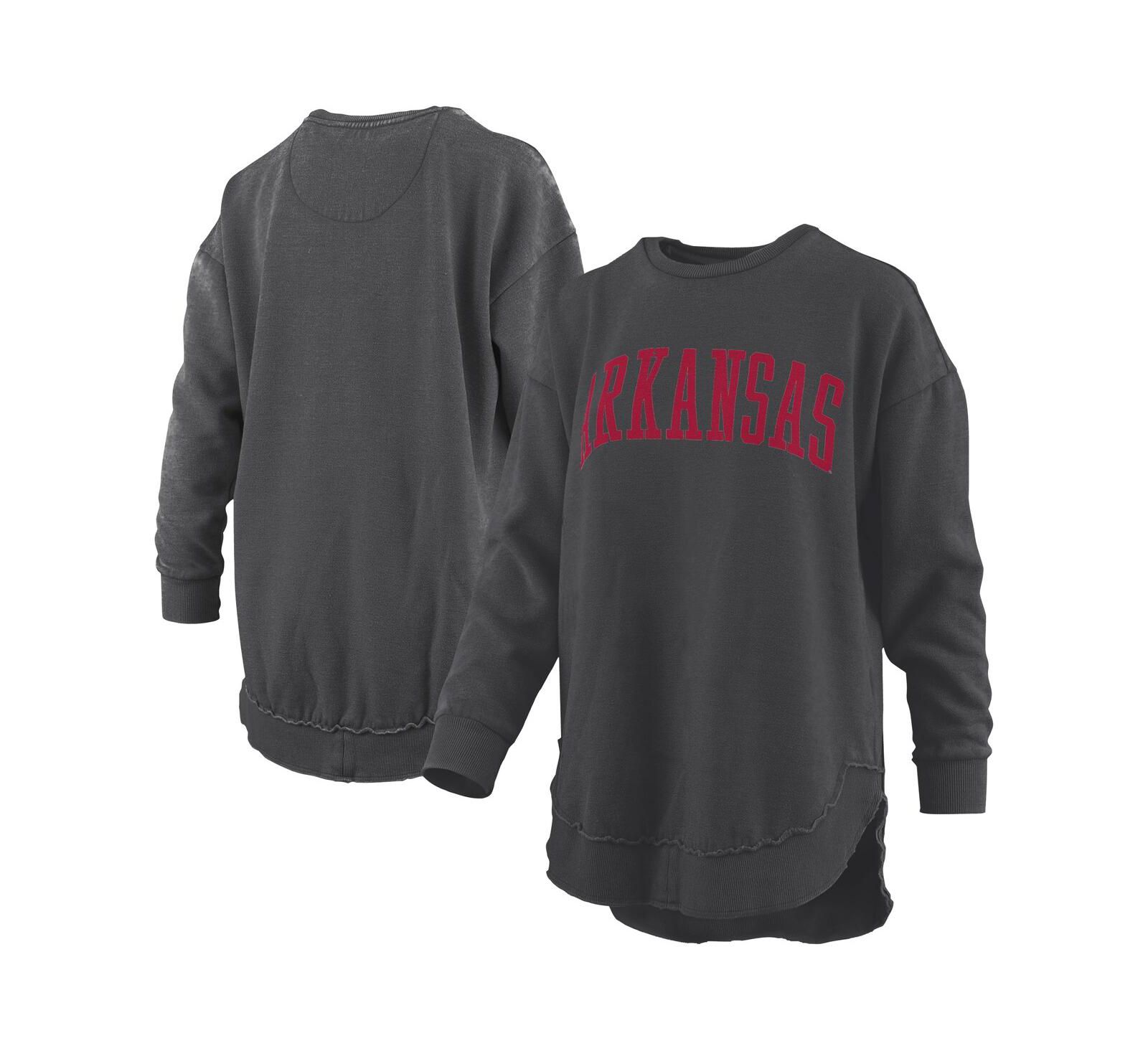 Женский свитшот Pressbox Black Arkansas Razorbacks Melange Poncho Vintage Fleece Long Sleeve Pullover