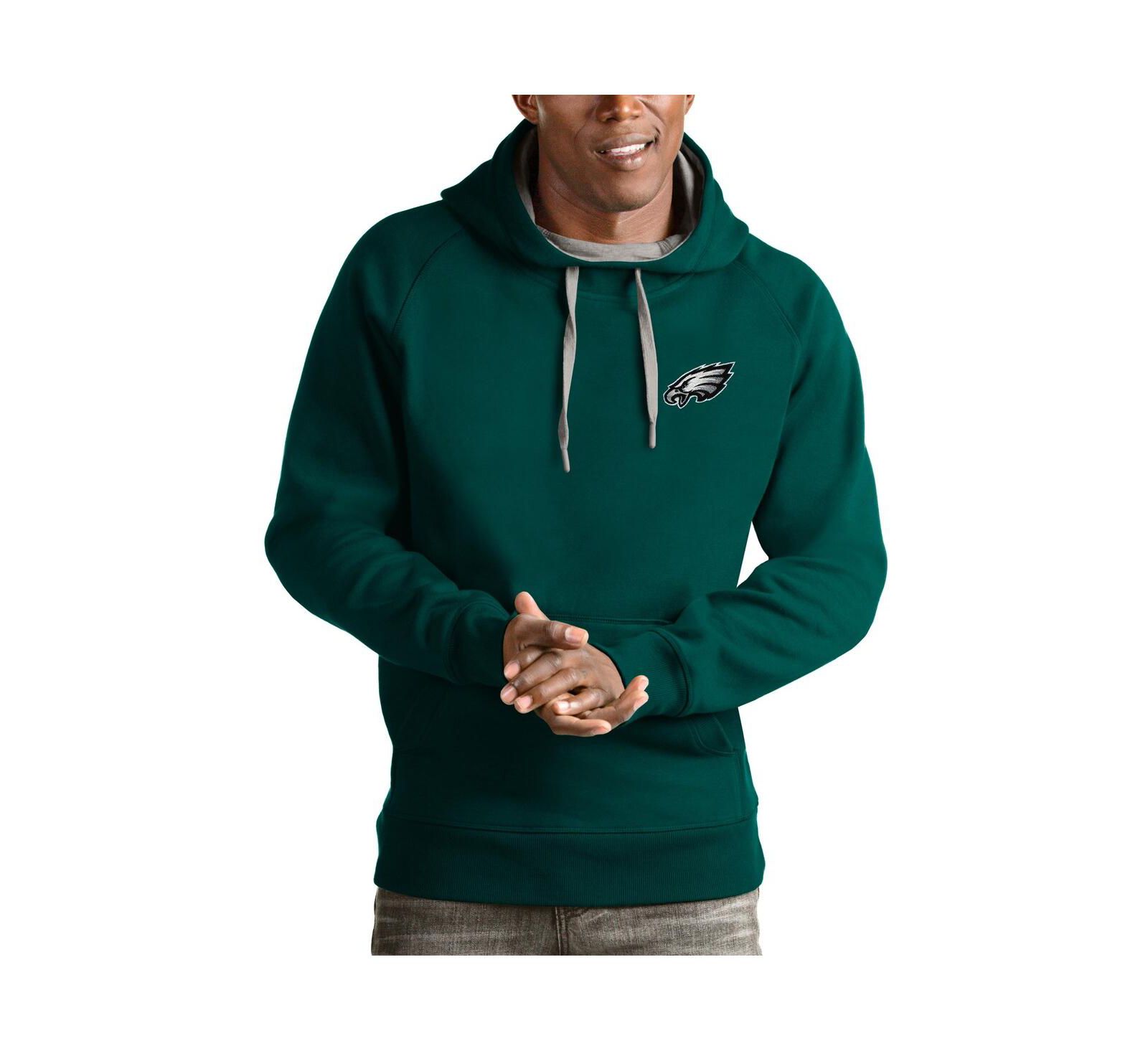 Мужское худи Antigua с логотипом Philadelphia Eagles в цвете Midnight Green