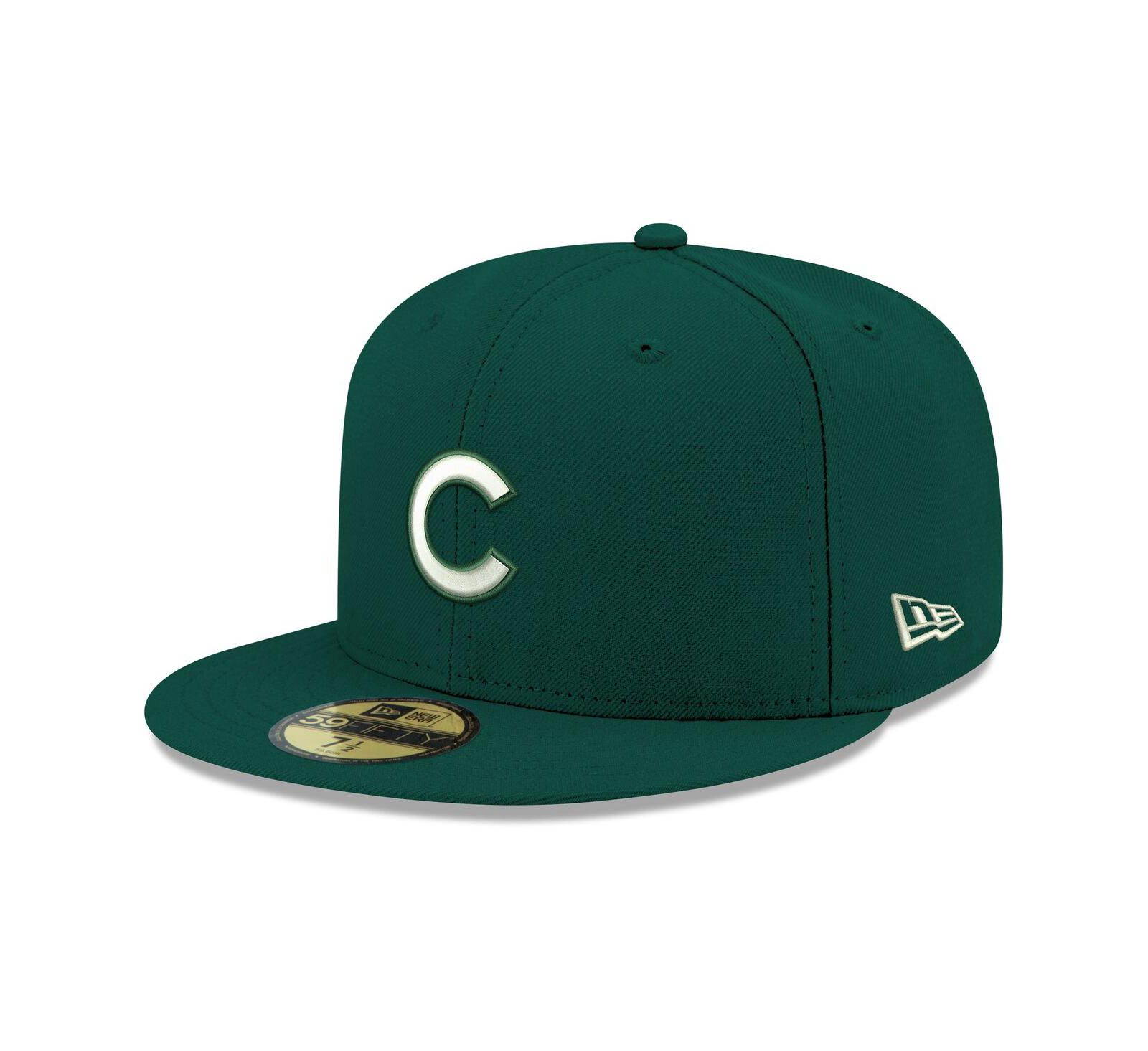 New Era мужская fitted-кепка Chicago Cubs с белым логотипом, зеленая, 59FIFTY