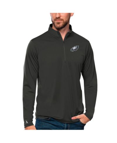 Antigua Men's Charcoal Philadelphia Eagles Tribute Quarter-Zip Lightweight Pullover Top