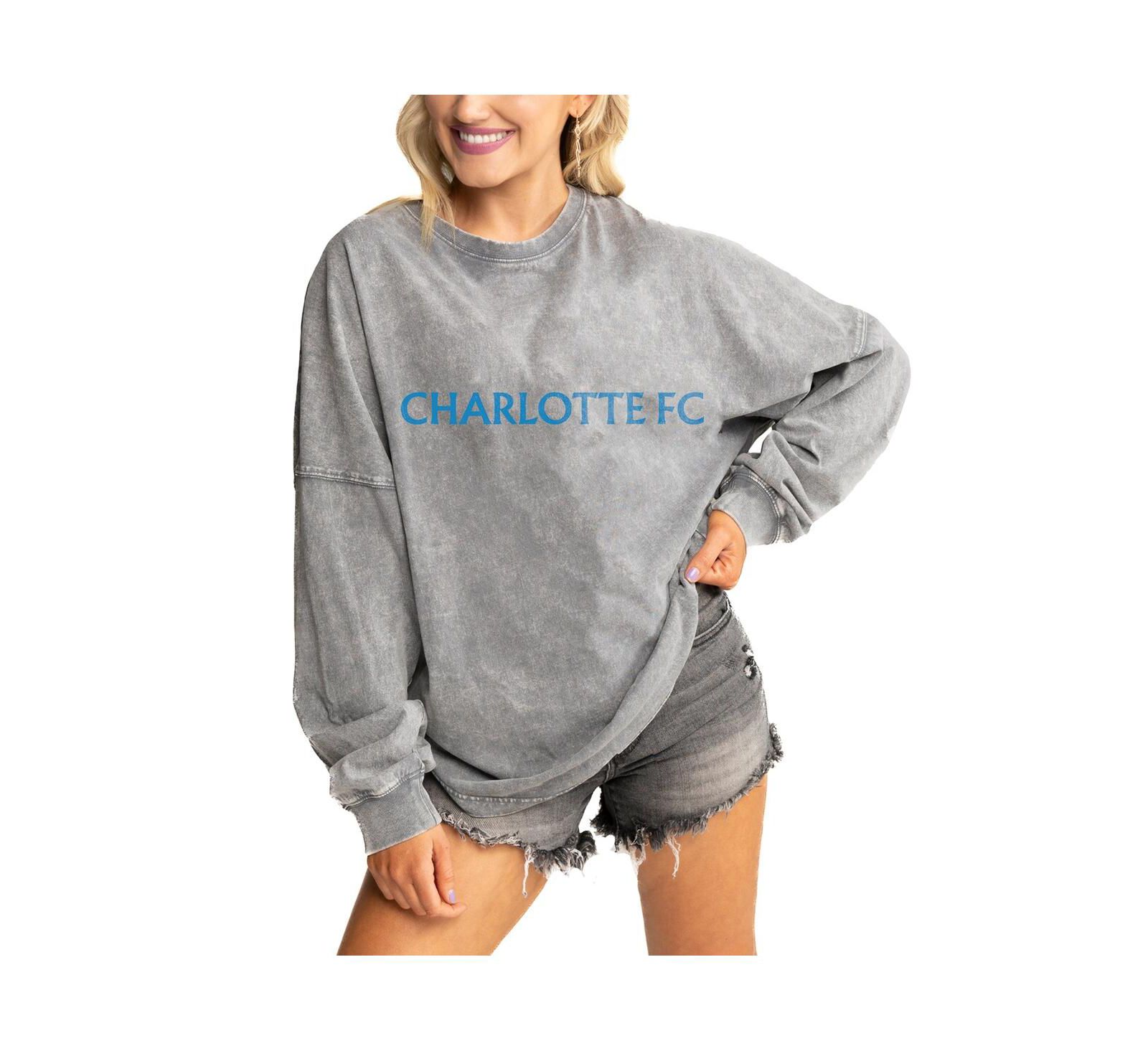 Женская толстовка Gameday Couture Gray Charlotte FC Faded Wash Pullover Sweatshirt