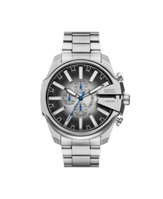 Diesel Men's Mega Chief Slim Quartz Chronograph Silver Stainless Steel Watch, 48mm