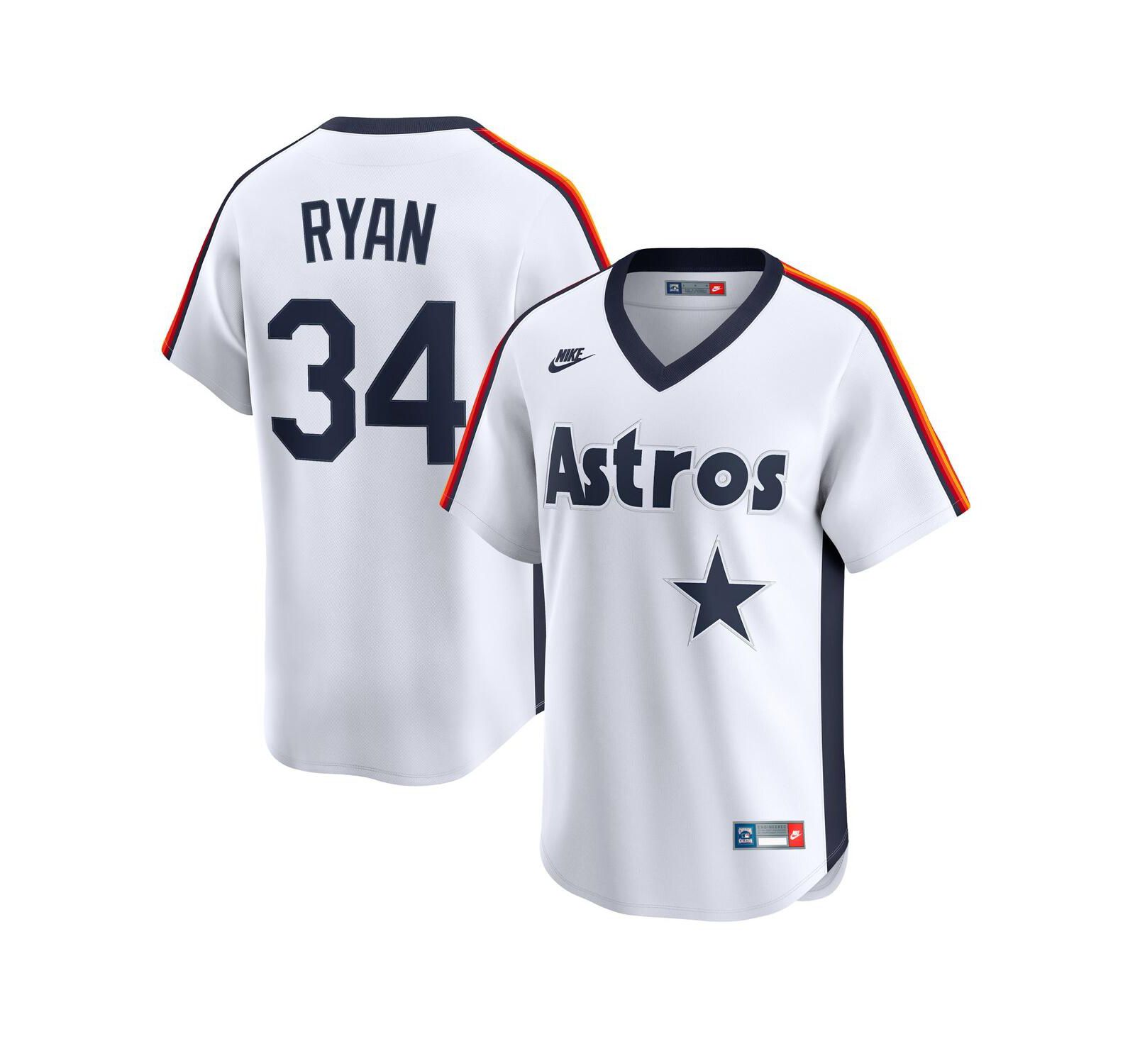 Nike Мужской Nolan Ryan White Houston Astros Throwback Cooperstown Collection Limited Jersey
