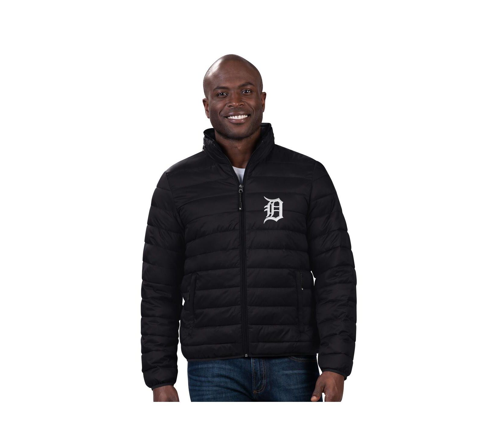 Мужская куртка G-III Sports by Carl Banks Black Detroit Tigers Packable Neck Pillow Full-Zip Puffer