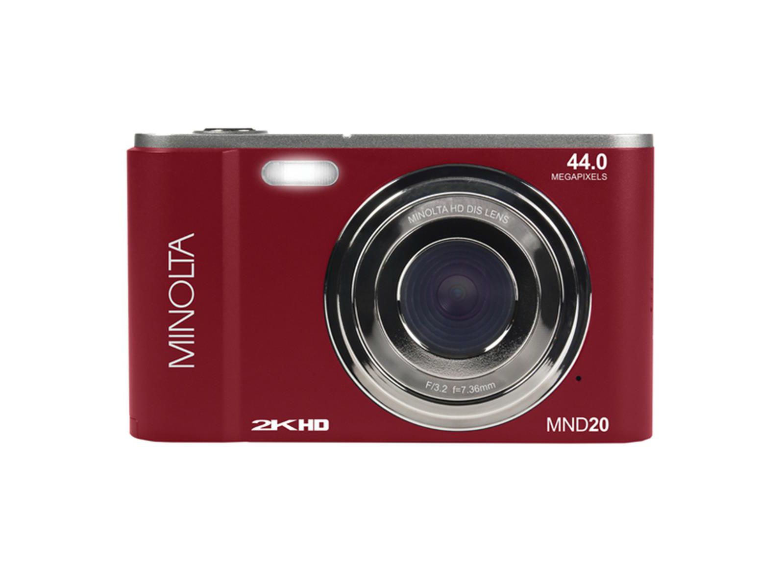 Minolta MND20-R 44 MP 2.7K Ultra HD Digital Camera, Red