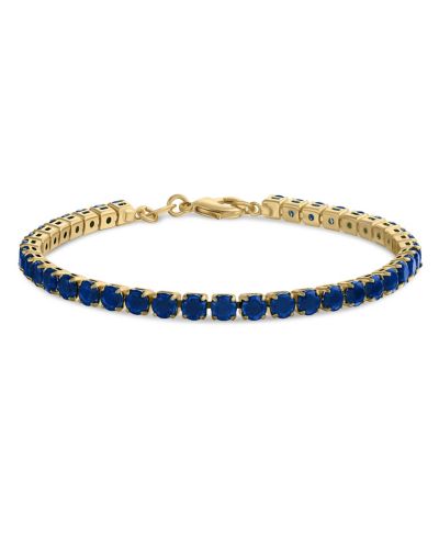 Bling Jewelry Timeless Cocktail 12CTW Solitaire Navy Blue CZ Tennis Bracelet Gold Plated