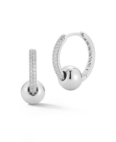 Rachel Zoe Серьги-кольца Plated Sterling Ball Pave