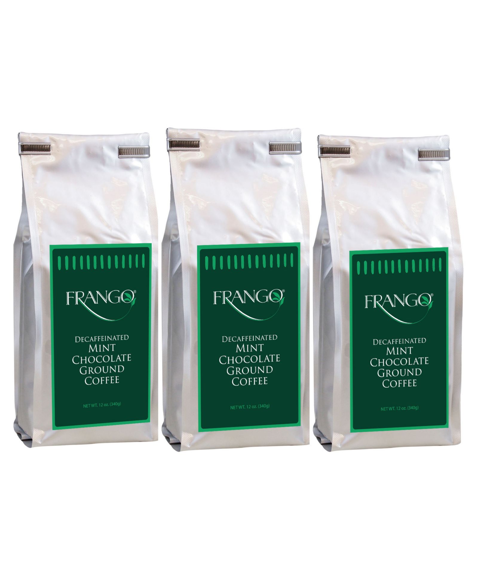Frango Chocolates Decaf Chocolate Mint 12 oz Ground Coffee, 3 Pack