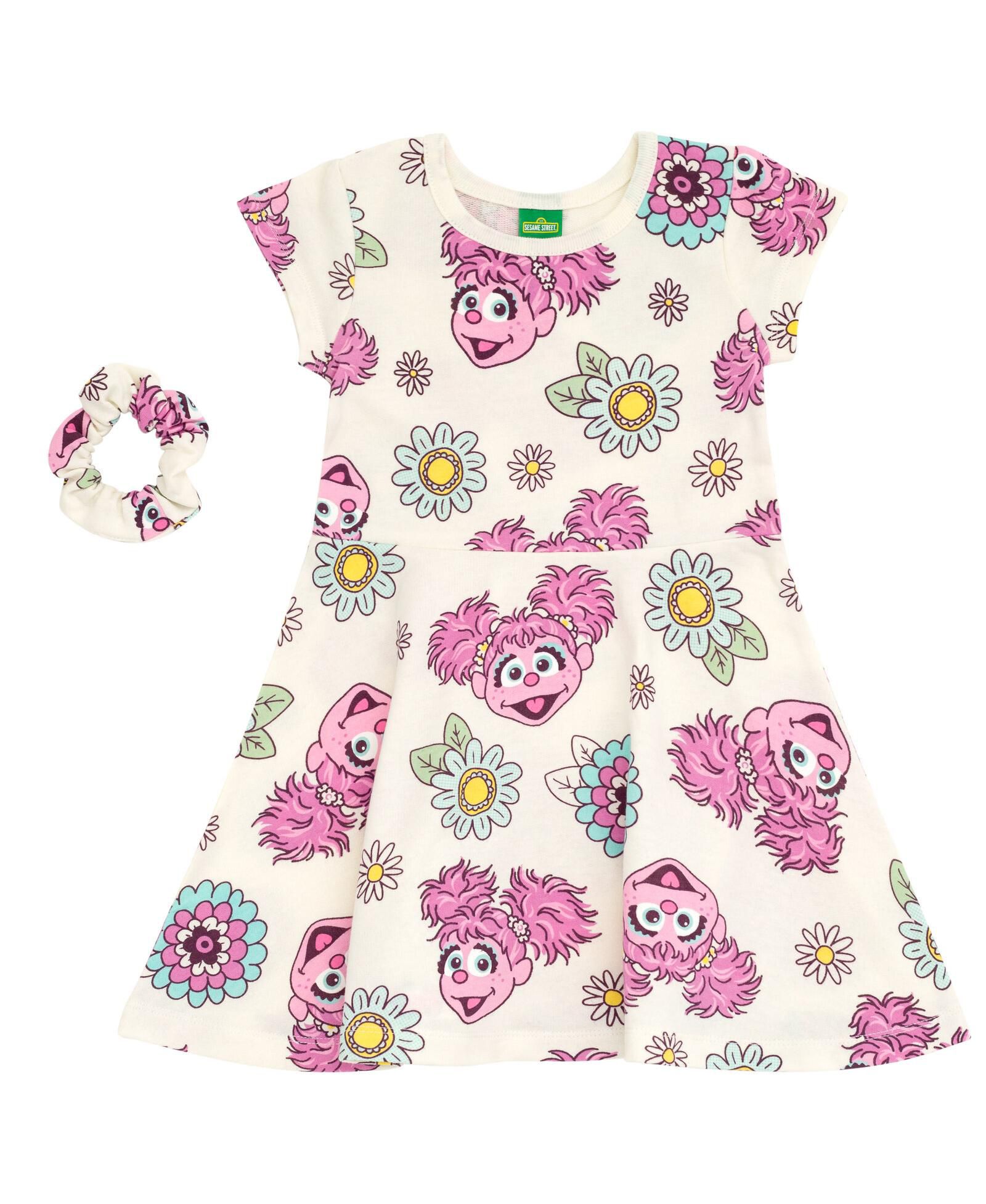 Sesame Street Baby Girls 2-Piece Skater Dress and Scrunchie Set