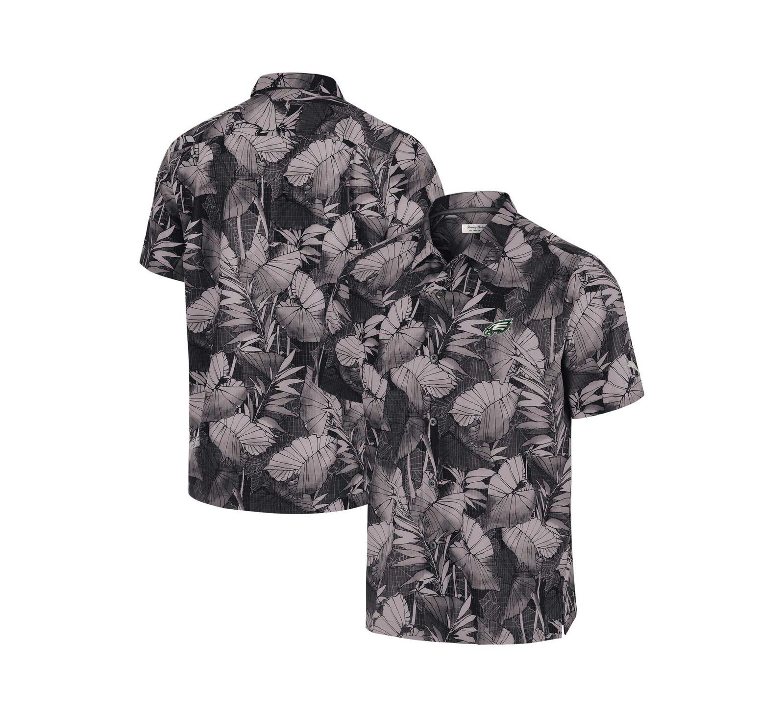 Tommy Bahama Men's Black Philadelphia Eagles Bahama Coast Nuevo Fronds Camp Button-Up Shirt