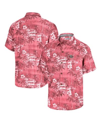 Tommy Bahama Мужская рубашка Scarlet San Francisco 49ers Coconut Point Isla Palmetta Camp Button-Up