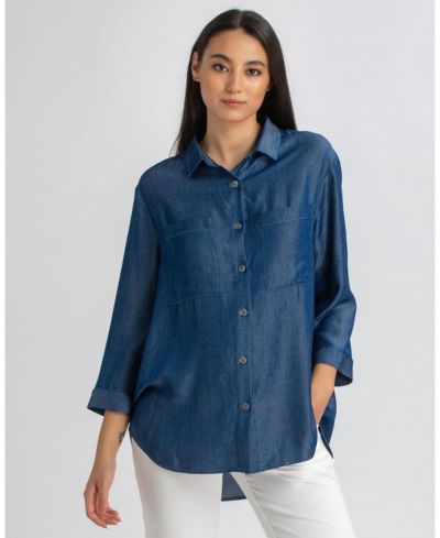 Женская блузка PIETRO BRUNELLI MATERNITY Erica из вискозы с эффектом chambray, 3/4 рукав