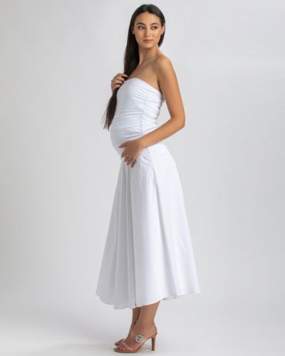 PIETRO BRUNELLI MATERNITY Women's Strapless Side Ruching Poplin and Jersey Coco Dress
