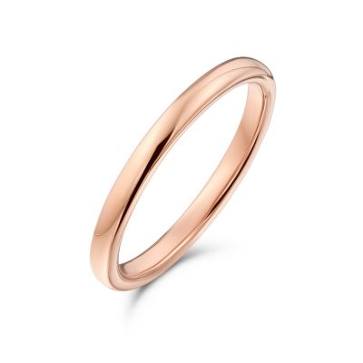 Bling Jewelry Тонкое минималистичное обручальное кольцо из титана с розовым золотым напылением, 2MM