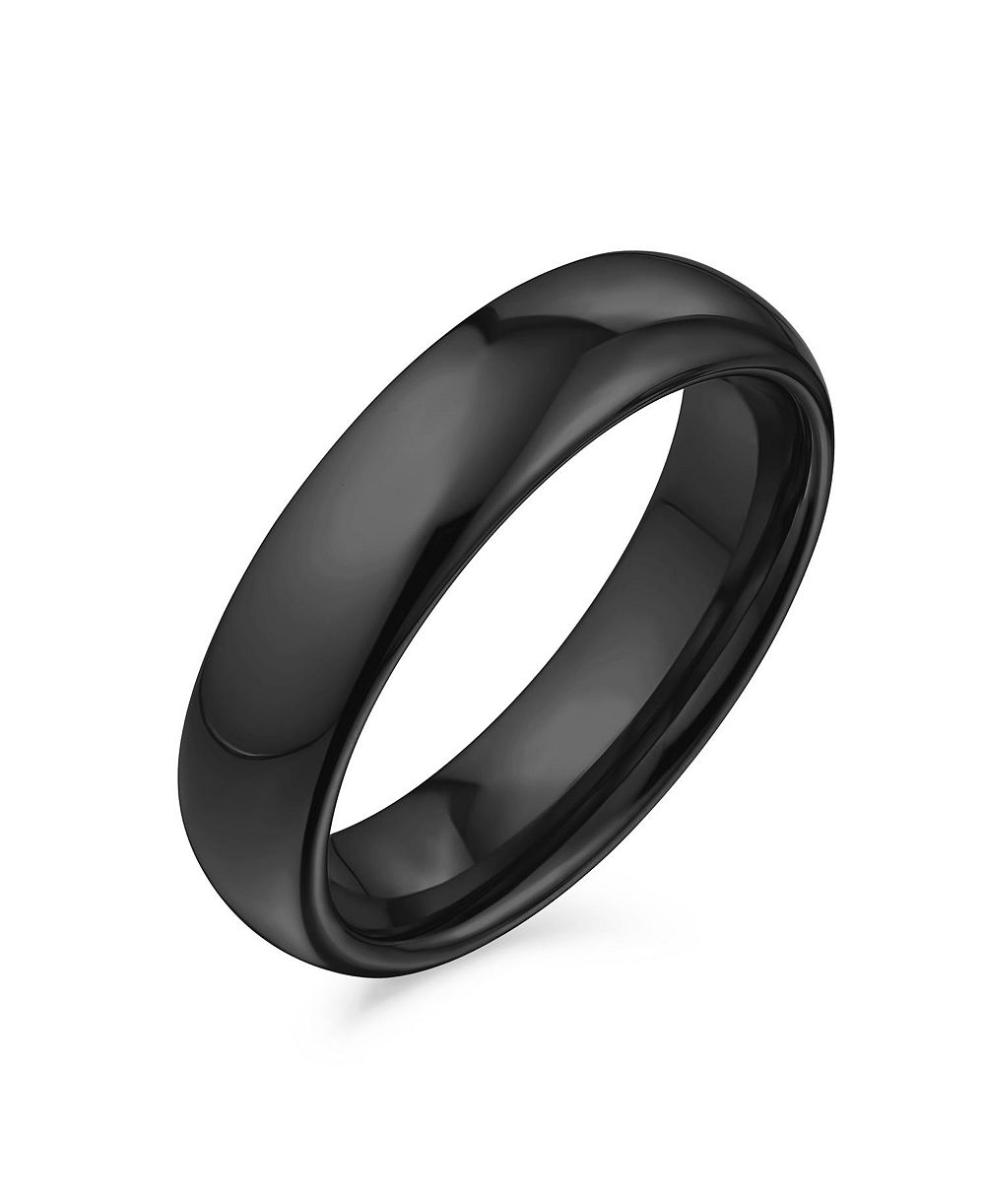 Bling Jewelry Classic Dome Wedding Band Ring Silver Tone Titanium Comfort 5MM