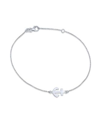 Браслет-анклет Bling Jewelry Nautical Theme Sideways Boat Anchor.925 Sterling Silver Adjustable