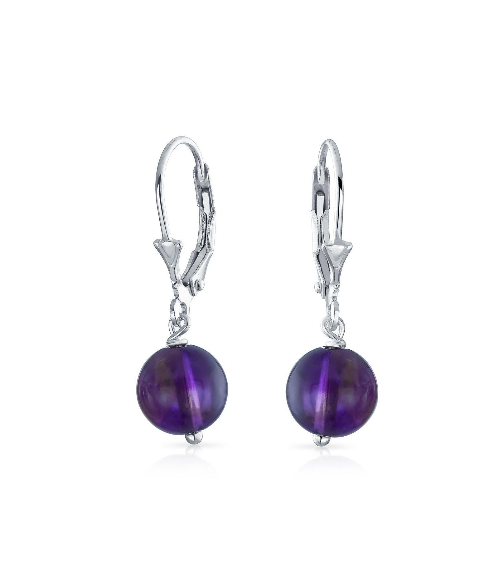 Bling Jewelry .925 Sterling Silver Blue Lapis Lazuli 8MM Ball Drop Earrings Leverback