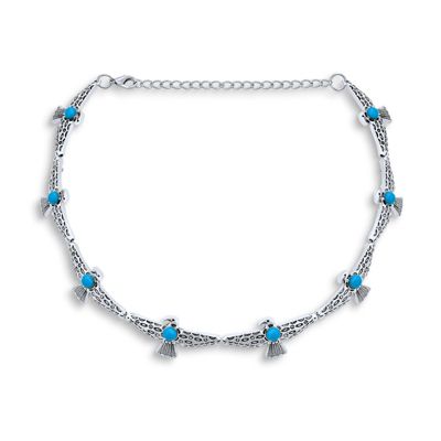 Bling Jewelry Boho Wide Feather Fringe Choker Necklace Oxidized Silver Tone Adjustable