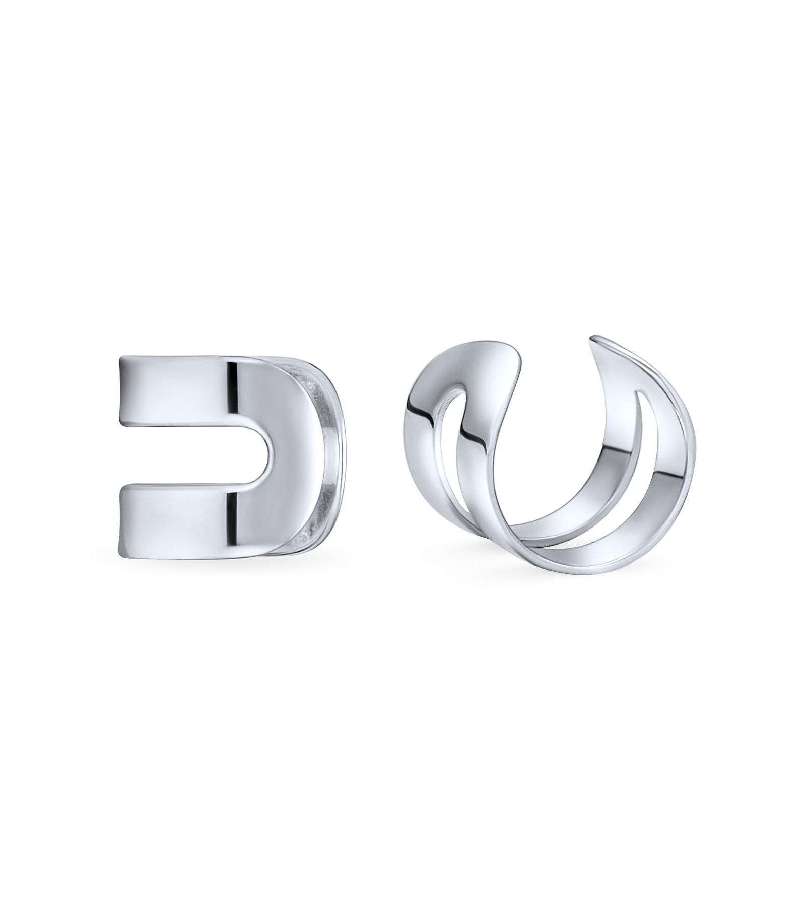 Bling Jewelry Two Band Cartilage Wrap Lobe Ear Cuffs Earrings Gold Plated Sterling Silver