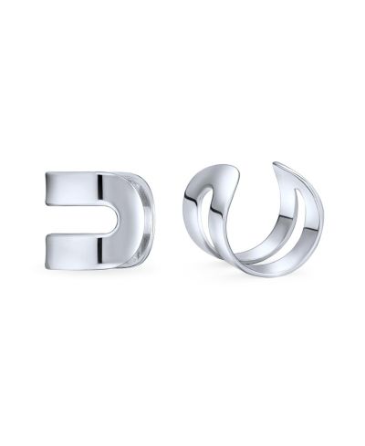 Серьги-каффы Bling Jewelry Tiny Modern Geometric Helix Wrap Two Band Plated