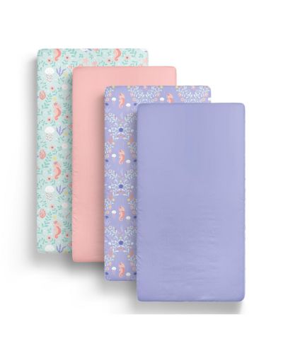 The Peanutshell Ocean Girl Microfiber 4 Pack Crib Sheets