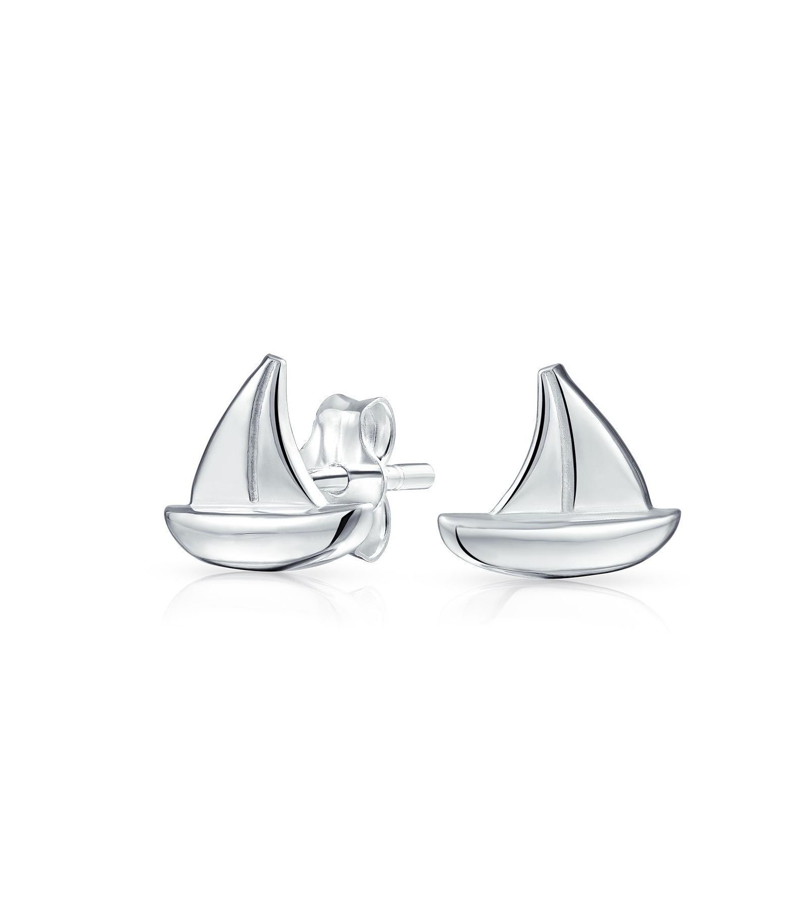Bling Jewelry .925 Sterling Nautical Sail Boat Sea Lover Ocean Vacation Ship Sailboat Stud Earrings Pendant Necklace