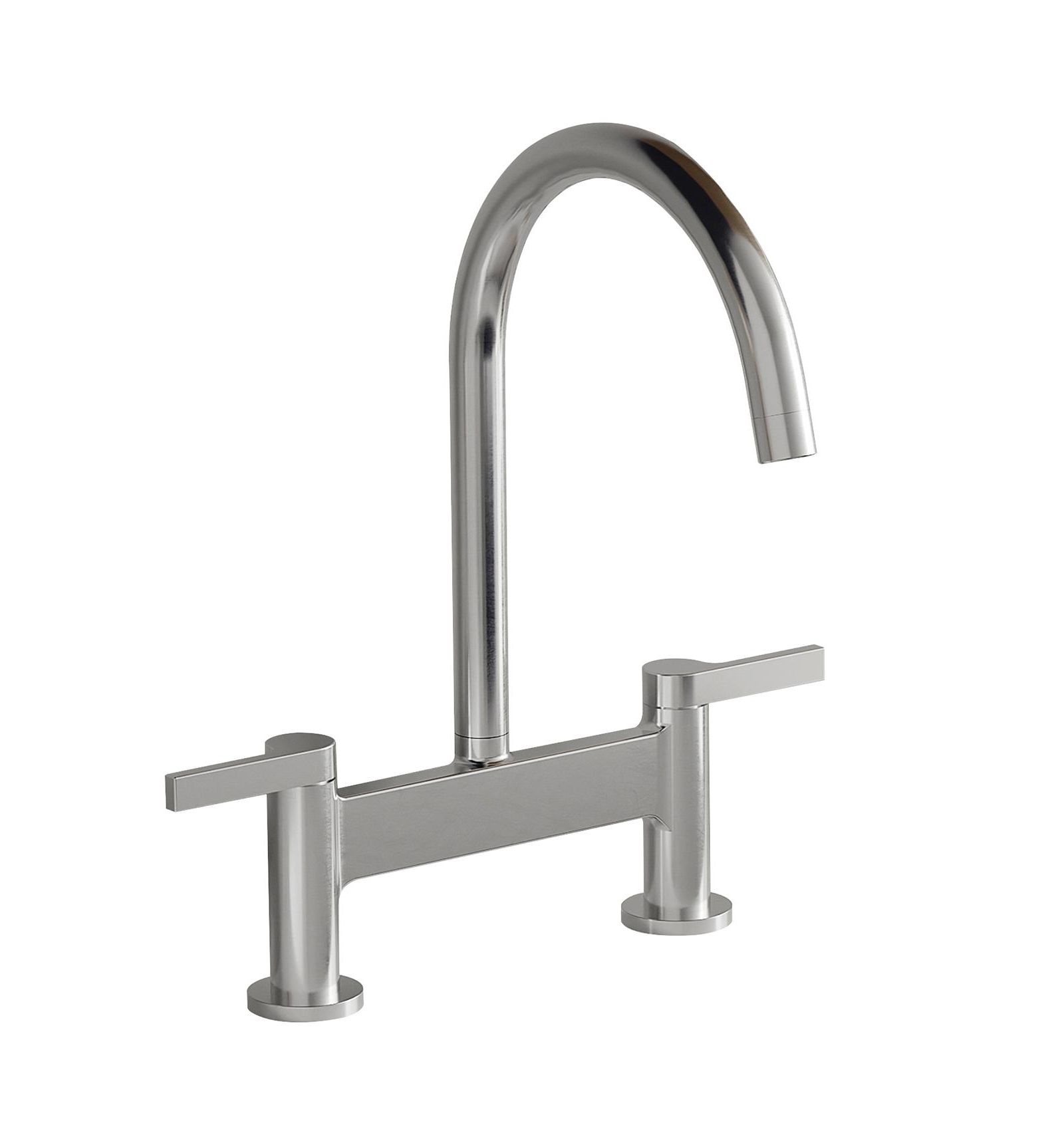 Modern Double Handle 2 Holes Deck Mount Bridge Kitchen Faucet With 360 Swivel Spout Sink Faucet In Brushed Nickel