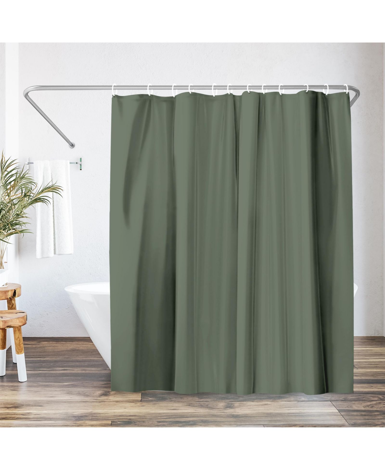 Americanflat Water Resistant Polyester Fabric Shower Curtain, 71x74