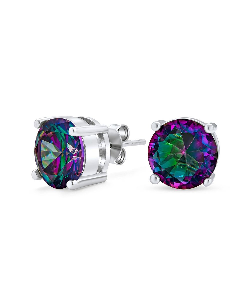 Серьги-гвоздики Bling Jewelry с радужным кубическим цирконием