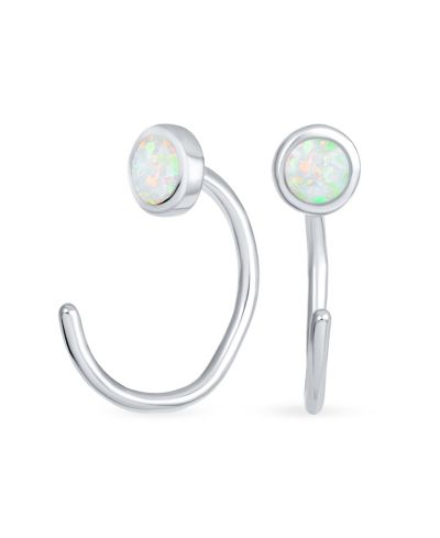 Bling Jewelry серьги-каффы с круглым опалом и геометрическим дизайном, стерлинговое серебро