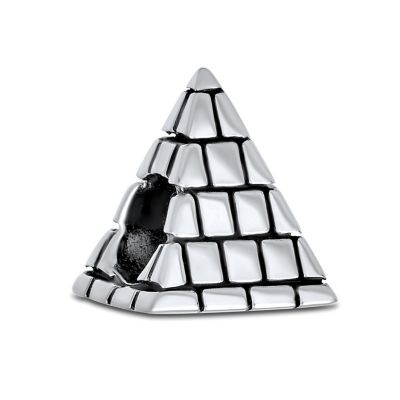 Bling Jewelry Landmark Egyptian Pyramid Charm Bead .925 Sterling Silver For Bracelet