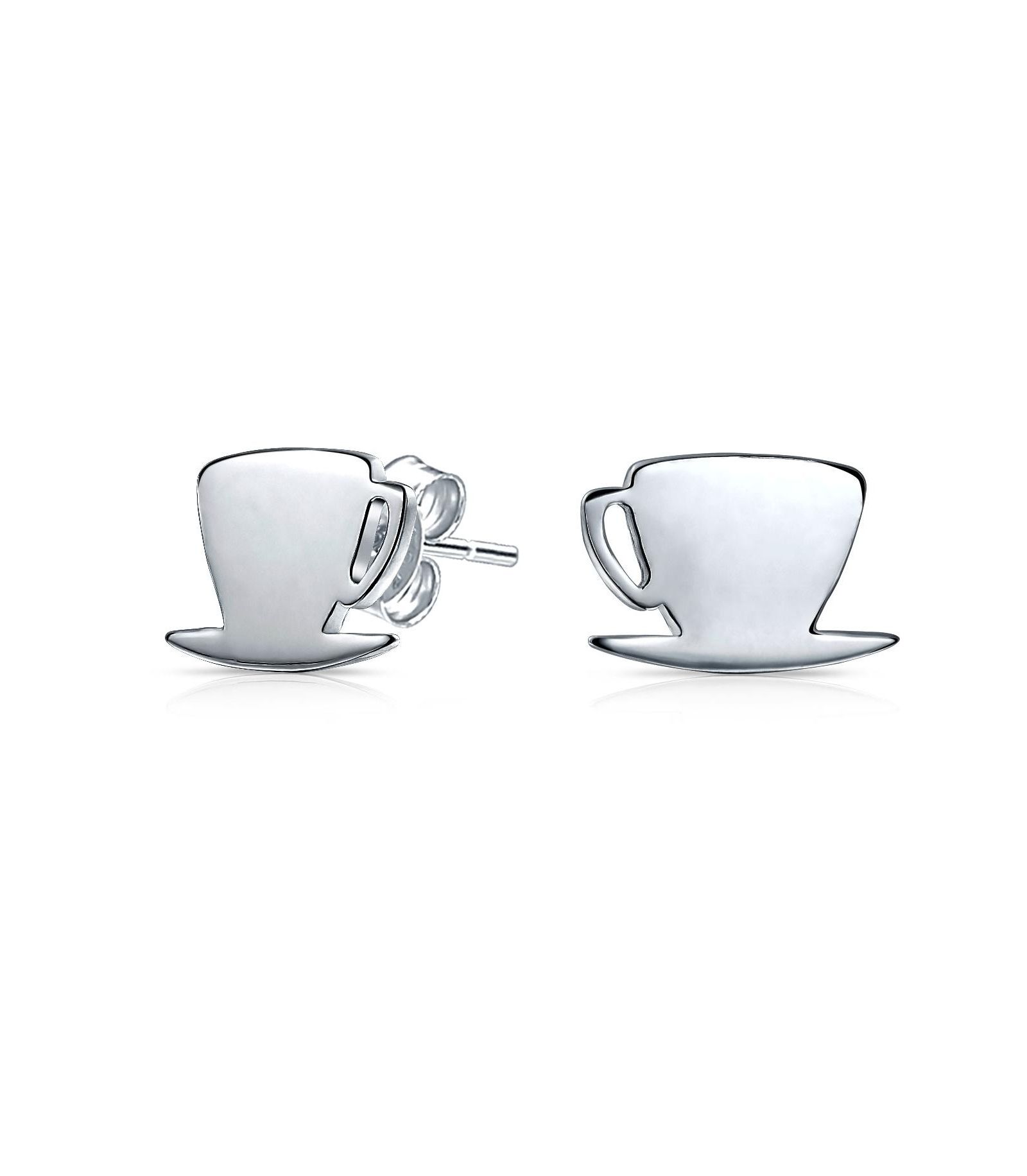 Bling Jewelry Tiny Food Latte Espresso Cafe Coffee Lover Stud Earrings .925 Sterling