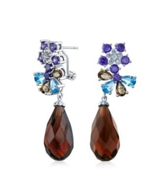 Бургундские серьги Bling Jewelry с цирконием в цветочном стиле