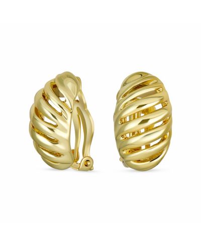 Серьги-клипсы Bling Jewelry с двухцветным покрытием 14K Gold Plated
